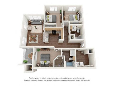 Ventura at Tradewinds_Three Bedroom (C1) Floor Plan at Ventura at Tradewinds, Midland, TX